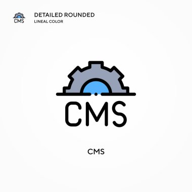 CMS vektör simgesi. Modern vektör illüstrasyon kavramları. Düzenlemesi ve kişiselleştirmesi kolay.