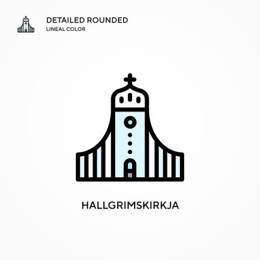 Hallgrimskirkja vektör simgesi. Modern vektör illüstrasyon kavramları. Düzenlemesi ve kişiselleştirmesi kolay.