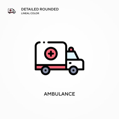 Ambulans vektör simgesi. Modern vektör illüstrasyon kavramları. Düzenlemesi ve kişiselleştirmesi kolay.