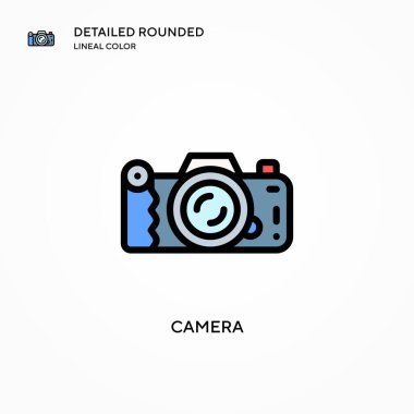 Kamera vektör simgesi. Modern vektör illüstrasyon kavramları. Düzenlemesi ve kişiselleştirmesi kolay.