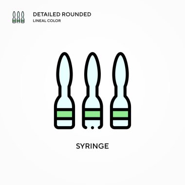 Şırınga vektör simgesi. Modern vektör illüstrasyon kavramları. Düzenlemesi ve kişiselleştirmesi kolay.