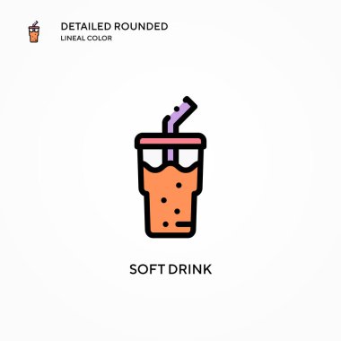 Yumuşak içecek vektör simgesi. Modern vektör illüstrasyon kavramları. Düzenlemesi ve kişiselleştirmesi kolay.