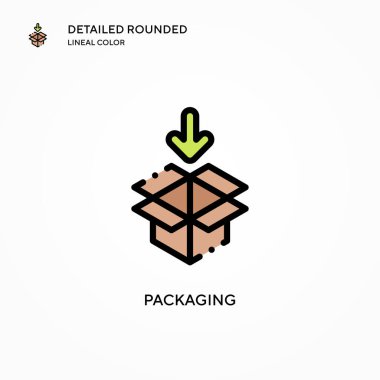 Ambalaj vektör simgesi. Modern vektör illüstrasyon kavramları. Düzenlemesi ve kişiselleştirmesi kolay.