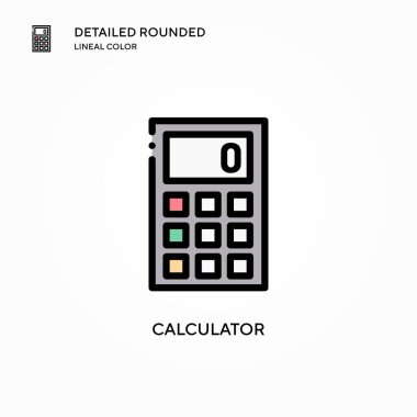 Hesap makinesi vektör simgesi. Modern vektör illüstrasyon kavramları. Düzenlemesi ve kişiselleştirmesi kolay.