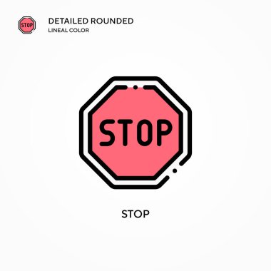 Vektör simgesini durdur. Modern vektör illüstrasyon kavramları. Düzenlemesi ve kişiselleştirmesi kolay.