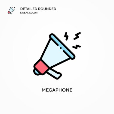 Megafon vektör simgesi. Modern vektör illüstrasyon kavramları. Düzenlemesi ve kişiselleştirmesi kolay.