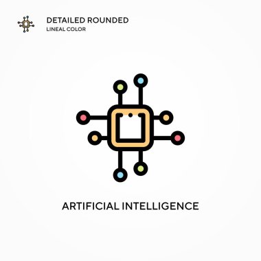 Yapay zeka vektör simgesi. Modern vektör illüstrasyon kavramları. Düzenlemesi ve kişiselleştirmesi kolay.