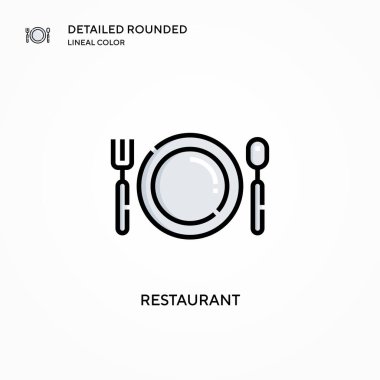Restoran vektör simgesi. Modern vektör illüstrasyon kavramları. Düzenlemesi ve kişiselleştirmesi kolay.