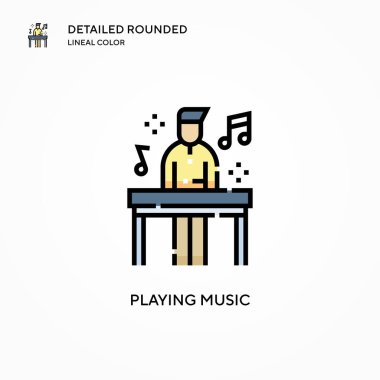 Müzik vektörü simgesi oynuyorum. Modern vektör illüstrasyon kavramları. Düzenlemesi ve kişiselleştirmesi kolay.