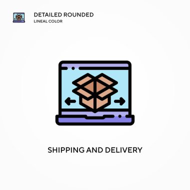 Nakliye ve teslimat vektör ikonu. Modern vektör illüstrasyon kavramları. Düzenlemesi ve kişiselleştirmesi kolay.