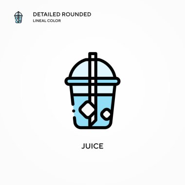 Meyve suyu vektörü ikonu. Modern vektör illüstrasyon kavramları. Düzenlemesi ve kişiselleştirmesi kolay.