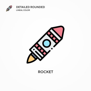 Roket vektör simgesi. Modern vektör illüstrasyon kavramları. Düzenlemesi ve kişiselleştirmesi kolay.