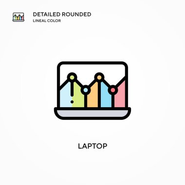 Laptop vektör simgesi. Modern vektör illüstrasyon kavramları. Düzenlemesi ve kişiselleştirmesi kolay.