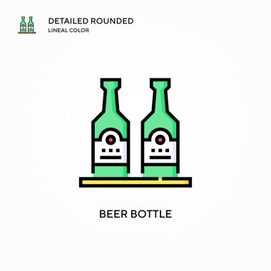 Bira şişesi vektör simgesi. Modern vektör illüstrasyon kavramları. Düzenlemesi ve kişiselleştirmesi kolay.