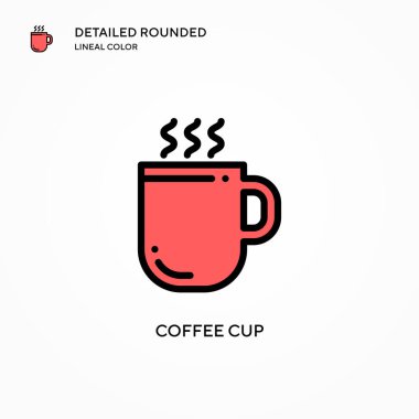Kahve fincanı vektör ikonu. Modern vektör illüstrasyon kavramları. Düzenlemesi ve kişiselleştirmesi kolay.