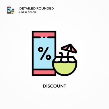 İndirimli vektör simgesi. Modern vektör illüstrasyon kavramları. Düzenlemesi ve kişiselleştirmesi kolay.