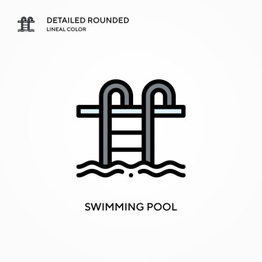 Yüzme havuzu vektör simgesi. Modern vektör illüstrasyon kavramları. Düzenlemesi ve kişiselleştirmesi kolay.