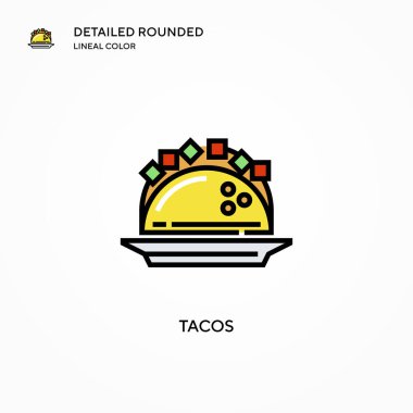 Tacos vektör ikonu. Modern vektör illüstrasyon kavramları. Düzenlemesi ve kişiselleştirmesi kolay.