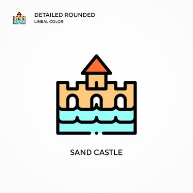 Kumdan kale vektör simgesi. Modern vektör illüstrasyon kavramları. Düzenlemesi ve kişiselleştirmesi kolay.