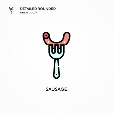 Sosis vektör simgesi. Modern vektör illüstrasyon kavramları. Düzenlemesi ve kişiselleştirmesi kolay.