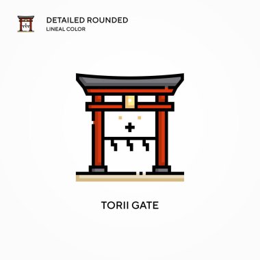 Torii geçit vektör simgesi. Modern vektör illüstrasyon kavramları. Düzenlemesi ve kişiselleştirmesi kolay.