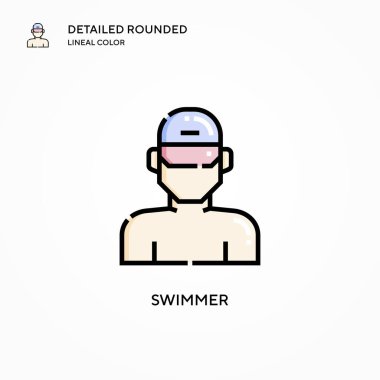 Yüzücü vektör simgesi. Modern vektör illüstrasyon kavramları. Düzenlemesi ve kişiselleştirmesi kolay.