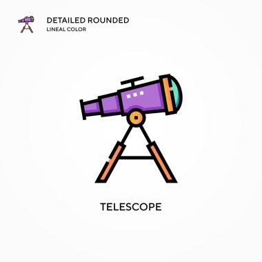 Teleskop vektör simgesi. Modern vektör illüstrasyon kavramları. Düzenlemesi ve kişiselleştirmesi kolay.