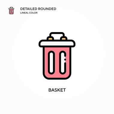 Basket vektör simgesi. Modern vektör illüstrasyon kavramları. Düzenlemesi ve kişiselleştirmesi kolay.