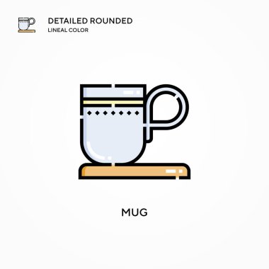 Mug vektör simgesi. Modern vektör illüstrasyon kavramları. Düzenlemesi ve kişiselleştirmesi kolay.
