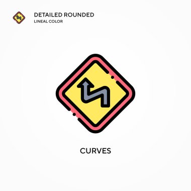 Eğri vektör simgesi. Modern vektör illüstrasyon kavramları. Düzenlemesi ve kişiselleştirmesi kolay.