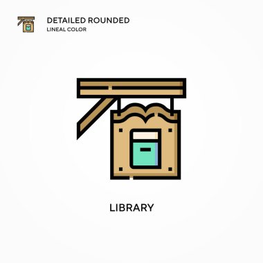 Kütüphane vektör simgesi. Modern vektör illüstrasyon kavramları. Düzenlemesi ve kişiselleştirmesi kolay.