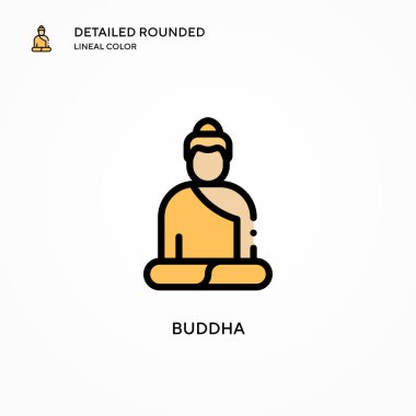 Buda vektör simgesi. Modern vektör illüstrasyon kavramları. Düzenlemesi ve kişiselleştirmesi kolay.