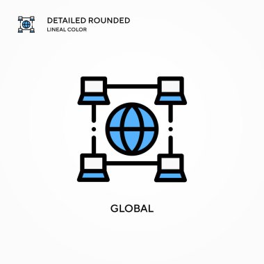 Küresel vektör simgesi. Modern vektör illüstrasyon kavramları. Düzenlemesi ve kişiselleştirmesi kolay.