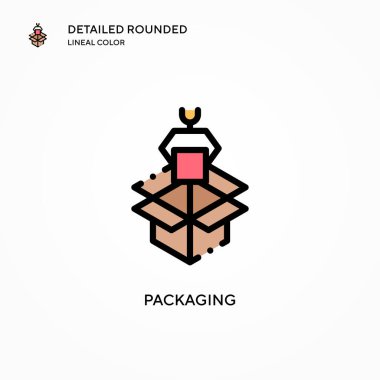 Ambalaj vektör simgesi. Modern vektör illüstrasyon kavramları. Düzenlemesi ve kişiselleştirmesi kolay.