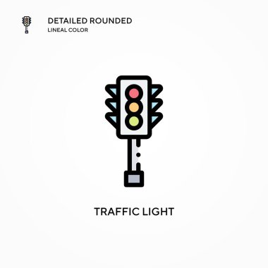 Trafik ışığı vektör simgesi. Modern vektör illüstrasyon kavramları. Düzenlemesi ve kişiselleştirmesi kolay.