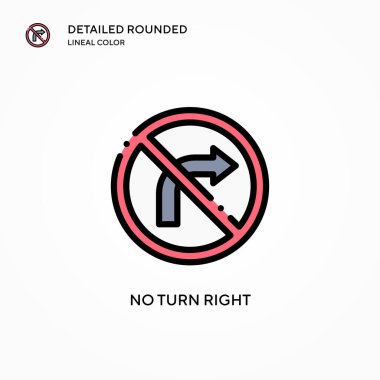 Sağa dönüş vektörü simgesi yok. Modern vektör illüstrasyon kavramları. Düzenlemesi ve kişiselleştirmesi kolay.