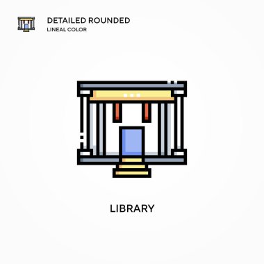 Kütüphane vektör simgesi. Modern vektör illüstrasyon kavramları. Düzenlemesi ve kişiselleştirmesi kolay.