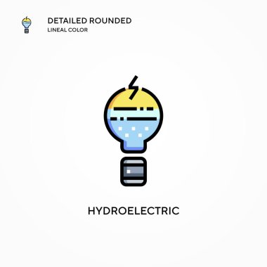 Hidroelektrik vektör simgesi. Modern vektör illüstrasyon kavramları. Düzenlemesi ve kişiselleştirmesi kolay.