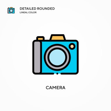 Kamera vektör simgesi. Modern vektör illüstrasyon kavramları. Düzenlemesi ve kişiselleştirmesi kolay.
