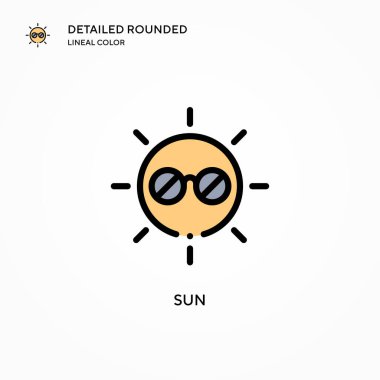 Güneş vektör simgesi. Modern vektör illüstrasyon kavramları. Düzenlemesi ve kişiselleştirmesi kolay.