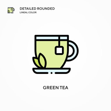 Yeşil çay vektör simgesi. Modern vektör illüstrasyon kavramları. Düzenlemesi ve kişiselleştirmesi kolay.