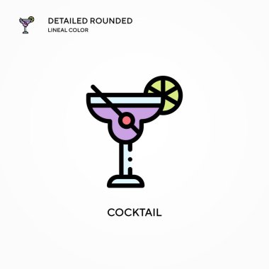 Kokteyl vektör simgesi. Modern vektör illüstrasyon kavramları. Düzenlemesi ve kişiselleştirmesi kolay.