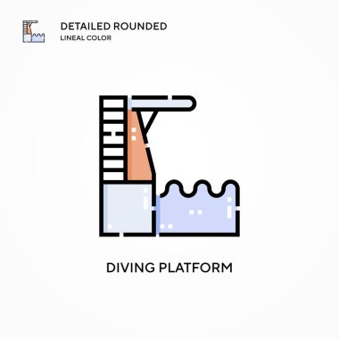 Dalış platformu vektör simgesi. Modern vektör illüstrasyon kavramları. Düzenlemesi ve kişiselleştirmesi kolay.