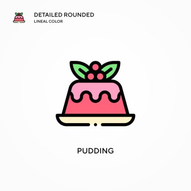 Puding vektör simgesi. Modern vektör illüstrasyon kavramları. Düzenlemesi ve kişiselleştirmesi kolay.