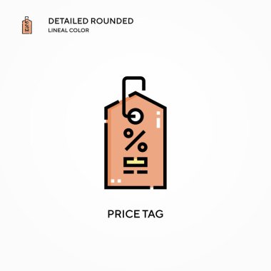 Fiyat etiketi vektör simgesi. Modern vektör illüstrasyon kavramları. Düzenlemesi ve kişiselleştirmesi kolay.