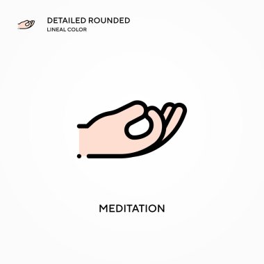 Meditasyon vektör simgesi. Modern vektör illüstrasyon kavramları. Düzenlemesi ve kişiselleştirmesi kolay.