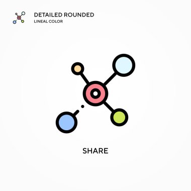 Vektör simgesini paylaş. Modern vektör illüstrasyon kavramları. Düzenlemesi ve kişiselleştirmesi kolay.