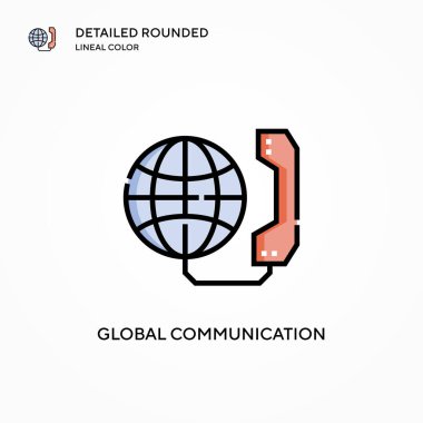 Küresel iletişim vektör simgesi. Modern vektör illüstrasyon kavramları. Düzenlemesi ve kişiselleştirmesi kolay.