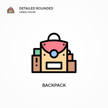 Sırt çantası vektör simgesi. Modern vektör illüstrasyon kavramları. Düzenlemesi ve kişiselleştirmesi kolay.