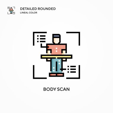 Vücut tarama vektör simgesi. Modern vektör illüstrasyon kavramları. Düzenlemesi ve kişiselleştirmesi kolay.